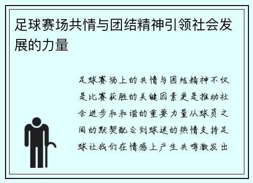 足球赛场共情与团结精神引领社会发展的力量
